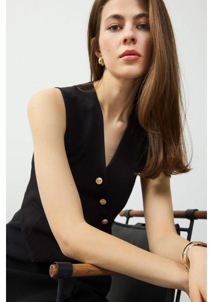 Fitted V Yaka Blazer Yelek D3159AX25SP