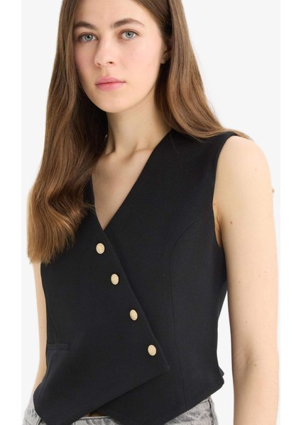 Fitted V Yaka Blazer Yelek D3159AX25SP