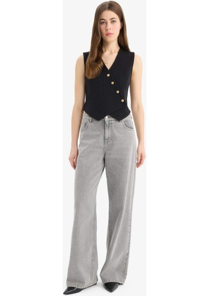 Fitted V Yaka Blazer Yelek D3159AX25SP