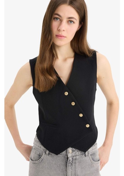 Fitted V Yaka Blazer Yelek D3159AX25SP