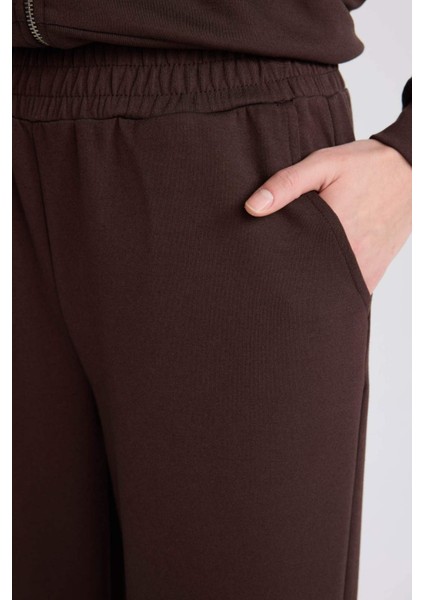 Wide Leg İnce Eşofman Altı Basic Düz Cepli Beli Lastikli Soft Touch Geniş Bol Paça E5818AX25SP