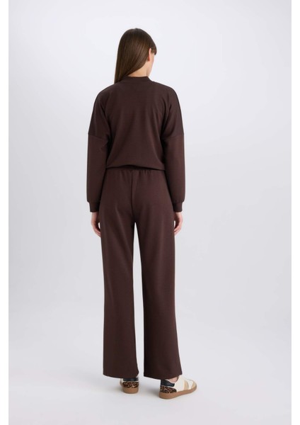 Wide Leg İnce Eşofman Altı Basic Düz Cepli Beli Lastikli Soft Touch Geniş Bol Paça E5818AX25SP