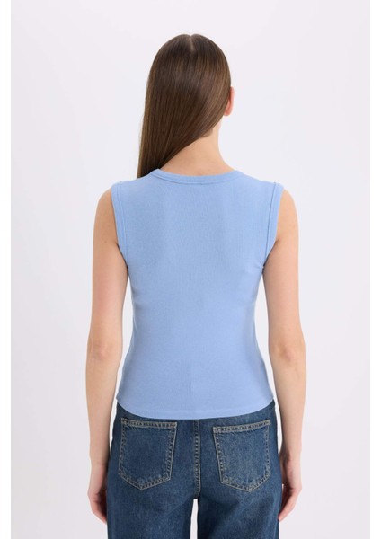 Slim Fit Dar Kesim V Yaka Ribana Atlet E5779AX25SP