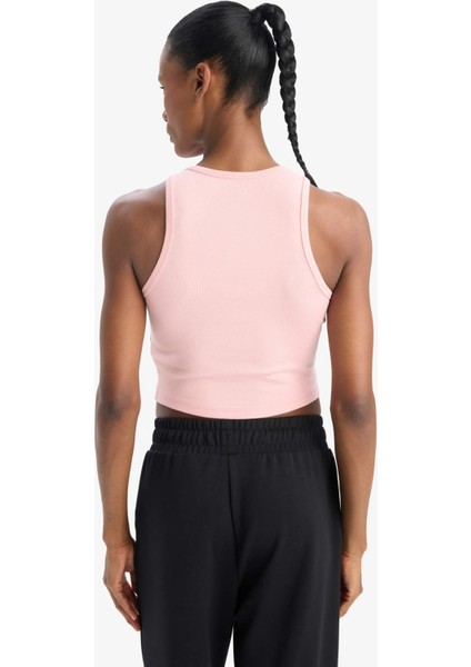 Fit Crop Baskılı Bisiklet Yaka Ribana Sporcu Atlet D9039AX25SP