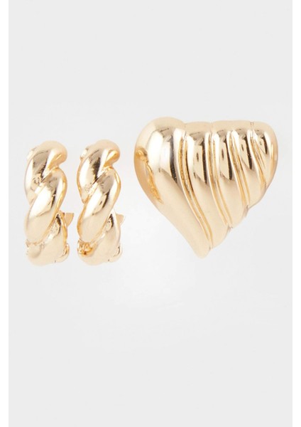 Kadın 3'lü Gold Küpe E9077AXNS