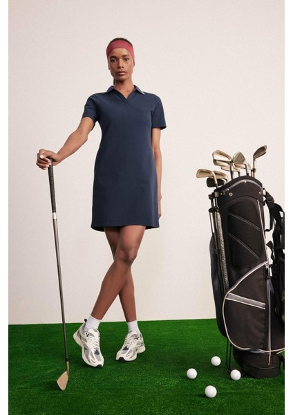 Fit Standart Fit Polo Yaka Pike Kısa Kollu Mini Sporcu Elbise D9319AX25SP