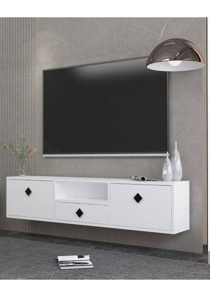1305DROPDH-1 Tv Sehpası Beyaz-Siyah Kulp fiyatları