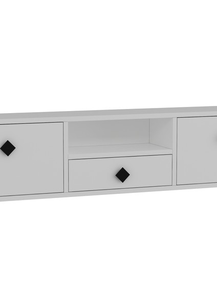 1305DROPDH-1 Tv Sehpası Beyaz-Siyah Kulp