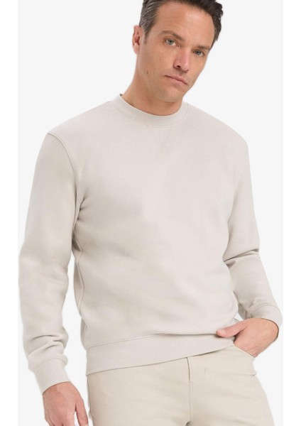%100 Pamuk Regular Fit Bisiklet Yaka Sweatshirt E8339AX25AU