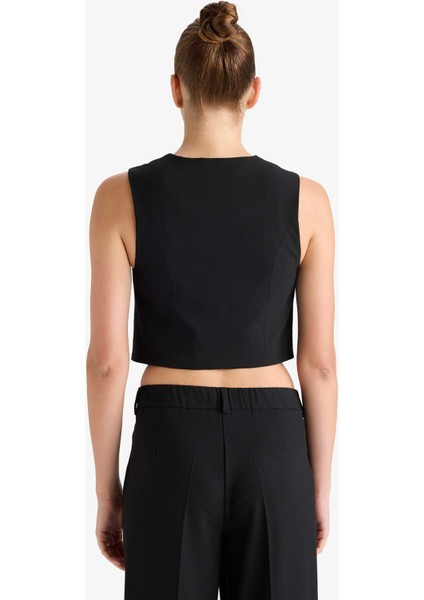 V Yaka Düğmeli Klasik Blazer Yelek C2026AX25AU