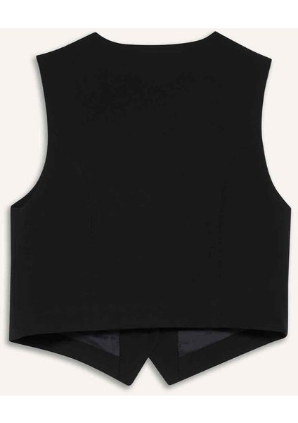 V Yaka Düğmeli Klasik Blazer Yelek C2026AX25AU