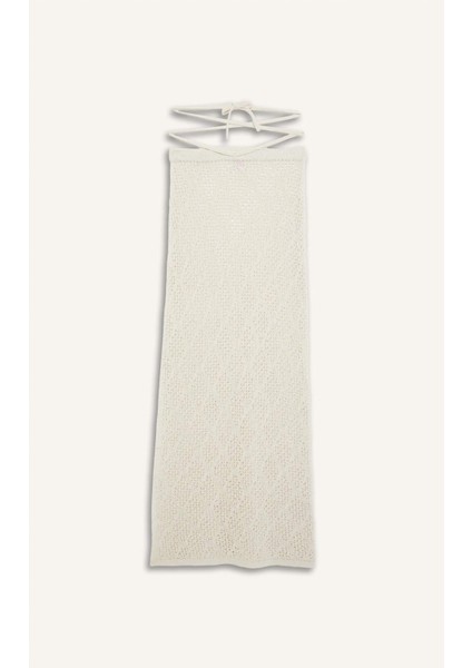 Regular Fit Ajurlu Triko Maxi Plaj Eteği-Fall in Love B6888AX25SP