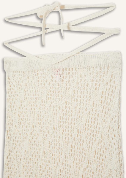 Regular Fit Ajurlu Triko Maxi Plaj Eteği-Fall in Love B6888AX25SP