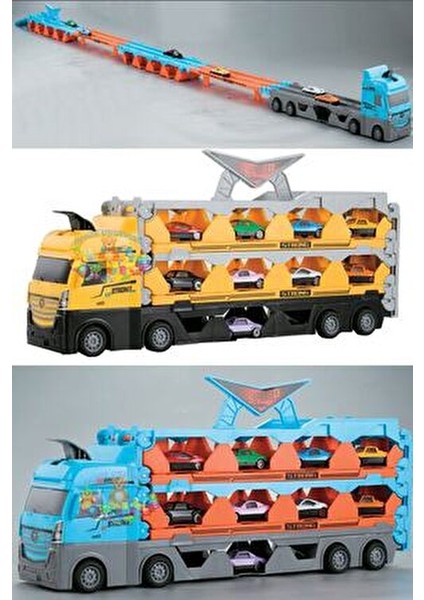 Dev Yarış Pistli Uzayabilen Oyuncak Araba Taşıyan Sürat Pistli Tır Taşıyıcı Tır Set Panda Anahtarlık modelleri