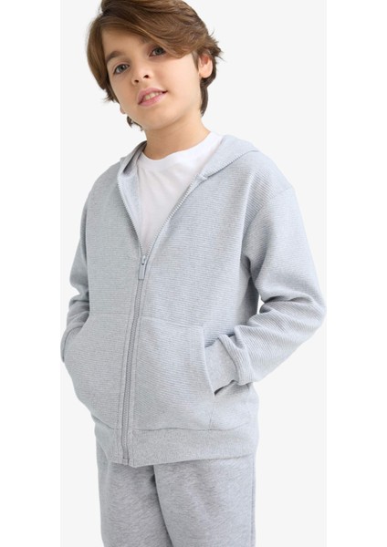 Erkek Çocuk Kapüşonlu Okul Fermuarlı Sweatshirt T7468A625AU