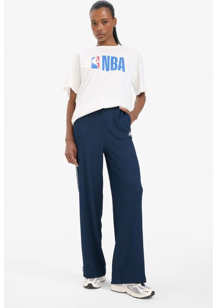 NBA Los Angeles Lakers Wide Leg Geniş Paça Çift Cepli Standart Boy Krinkıl İnce Pantolon E3621AX25SM
