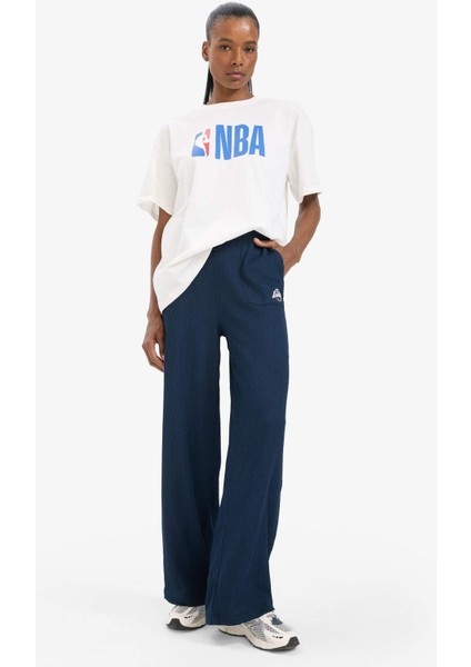 NBA Los Angeles Lakers Wide Leg Geniş Paça Çift Cepli Standart Boy Krinkıl İnce Pantolon E3621AX25SM