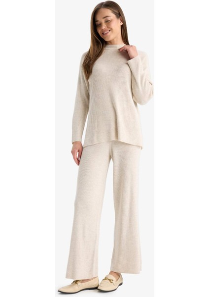 Regular Fit Basic Düz Beli Lastikli Düz Paça Triko Pantolon D6912AX25WN