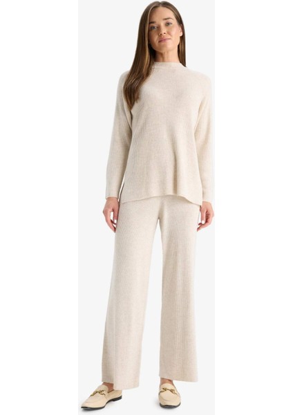 Regular Fit Basic Düz Beli Lastikli Düz Paça Triko Pantolon D6912AX25WN