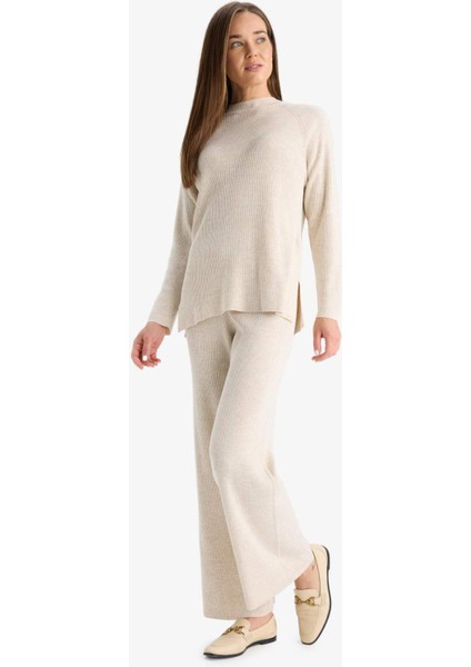 Regular Fit Basic Düz Beli Lastikli Düz Paça Triko Pantolon D6912AX25WN