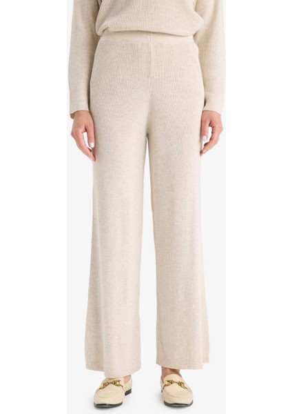 Regular Fit Basic Düz Beli Lastikli Düz Paça Triko Pantolon D6912AX25WN