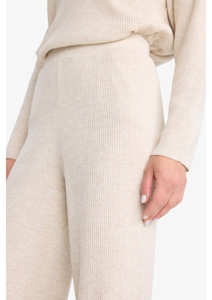 Regular Fit Basic Düz Beli Lastikli Düz Paça Triko Pantolon D6912AX25WN