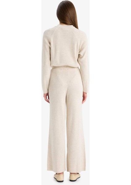 Regular Fit Basic Düz Beli Lastikli Düz Paça Triko Pantolon D6912AX25WN