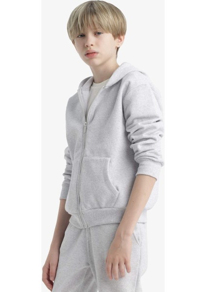 Erkek Çocuk Kapüşonlu Okul Fermuarlı Sweatshirt X5844A625AU