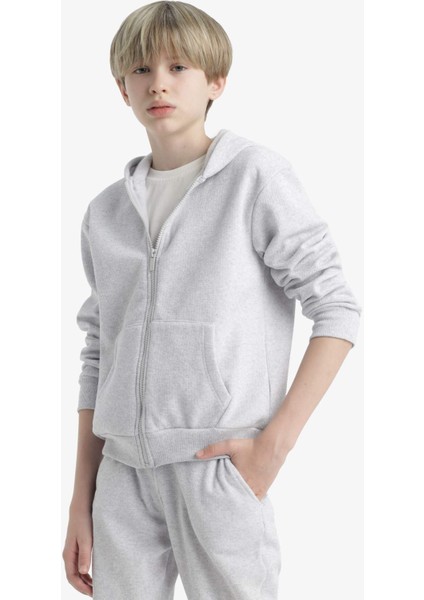 Erkek Çocuk Kapüşonlu Okul Fermuarlı Sweatshirt X5844A625AU