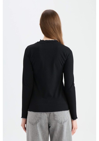 Fitilli Kaşkorse Basic Düz Uzun Kollu Tişört E9540AX25SP