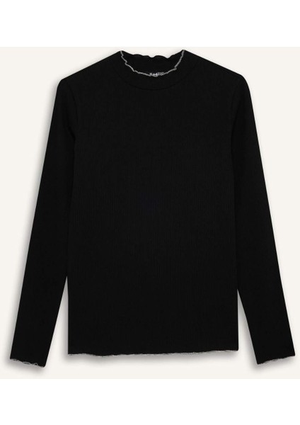 Fitilli Kaşkorse Basic Düz Uzun Kollu Tişört E9540AX25SP