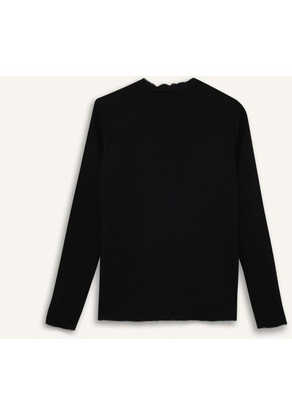 Fitilli Kaşkorse Basic Düz Uzun Kollu Tişört E9540AX25SP