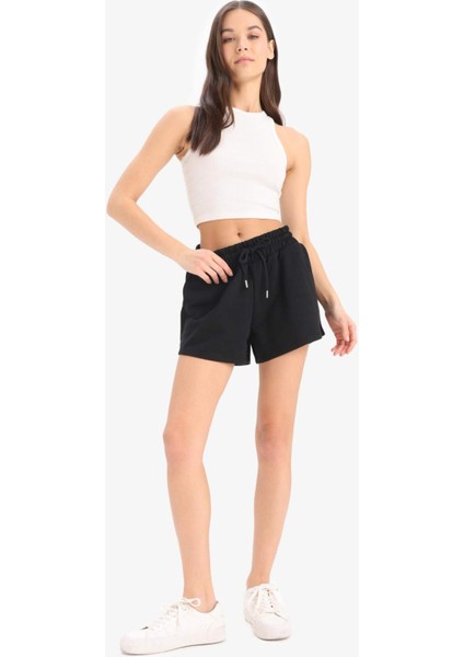 Relax Fit Beli Lastikli Bağcıklı Bermuda Şort E9686AX25SM