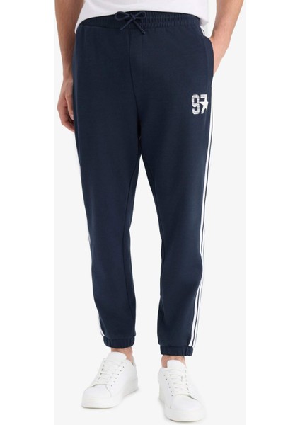 Regular Fit Beli Bağcıklı Cepli Paçası Lastikli Baskılı Jogger Eşofman Altı E9665AX25AU