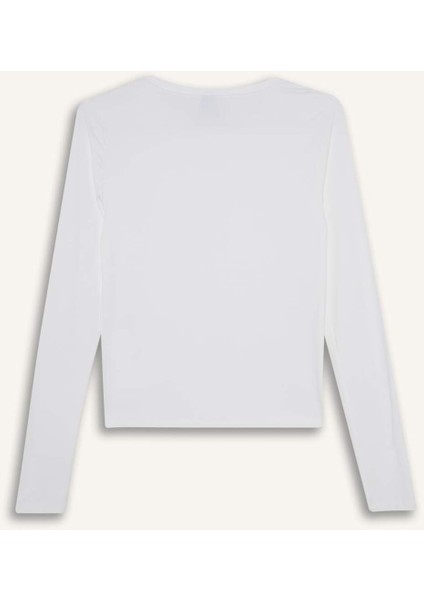 Slim Fit Dar Kesim Bisiklet Yaka Basic Düz Uzun Kollu Tişört D3756AX25AU