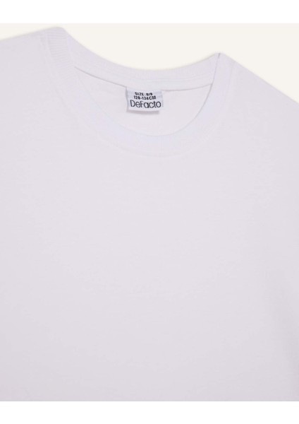 Kız Çocuk Relax Fit Bisiklet Yaka Kısa Kollu Okul Tişörtü E6493A825AU