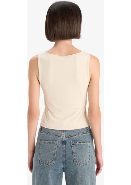 Slim Fit Dar Kesim Basic Düz Kare Yaka Atlet C2622AX25AU