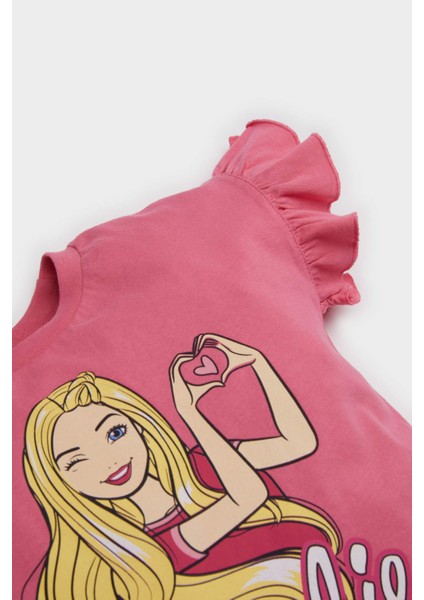 Kız Bebek Barbie 2'li Takım Kısa Kollu Tişört Beli Lastikli Şort E9128A525SM
