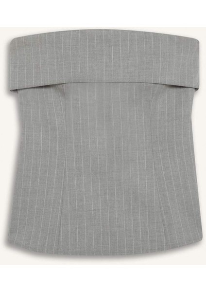 Afra x Defacto Fitted Straplez Çizgili Kolsuz Bluz E8485AX25SM