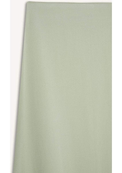 A Kesim Yüksek Bel Keten Karışımlı Maxi Etek