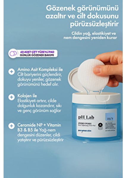 Zero Pore Toner Pedi 60 Adet Tüm Cilt Tipleri için Sıkılaştırıcı Etki
