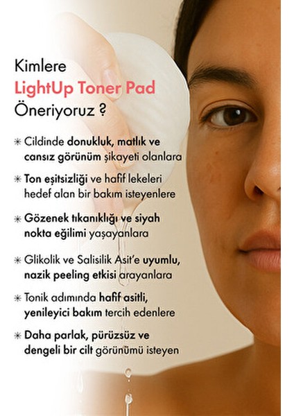 Light Up Toner Pedi Cilt Tonunu Eşitleyen 60 Adet Hijyenik Temizleme Mendili