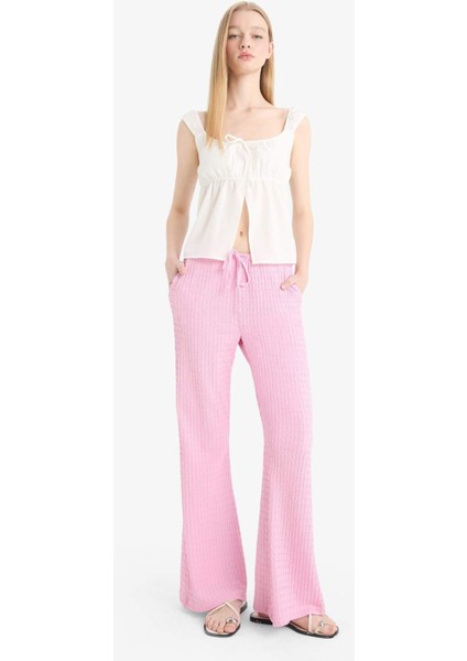 Flare Fit Beli Lastikli Bürümcük Pantolon E9942AX25SM