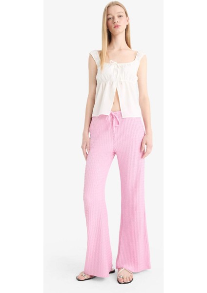 Flare Fit Beli Lastikli Bürümcük Pantolon E9942AX25SM