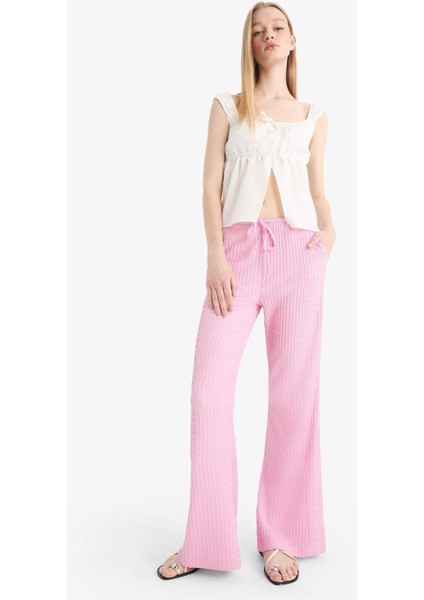 Flare Fit Beli Lastikli Bürümcük Pantolon E9942AX25SM