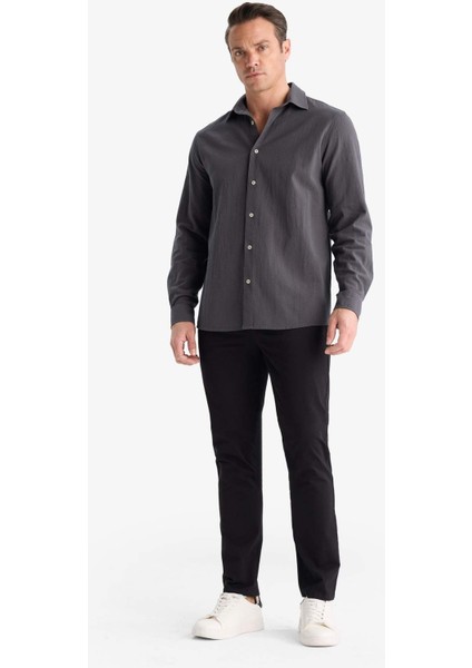 Slim Fit Dar Kesim Dar Paça Cepli Pantolon