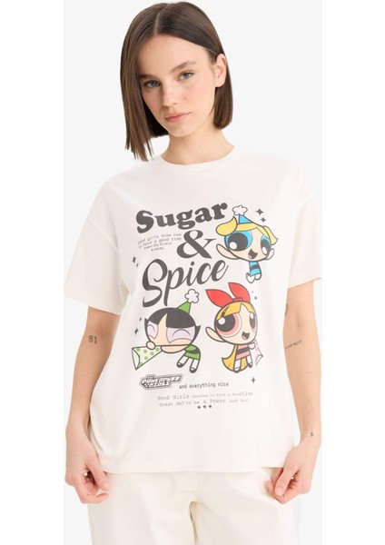 PowerPuff Girls Oversize Geniş Kalıp Kısa Kollu Tişört E9843AX25AU
