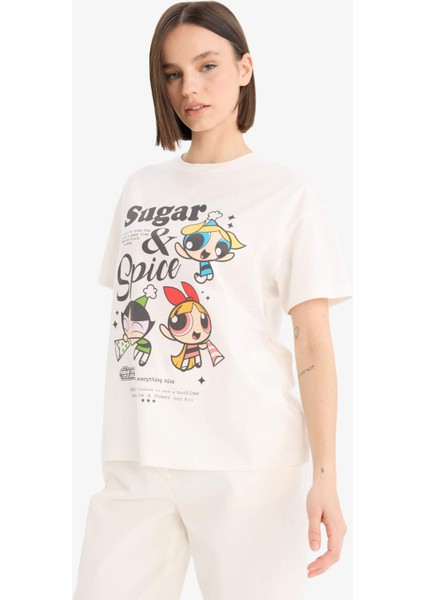 PowerPuff Girls Oversize Geniş Kalıp Kısa Kollu Tişört E9843AX25AU