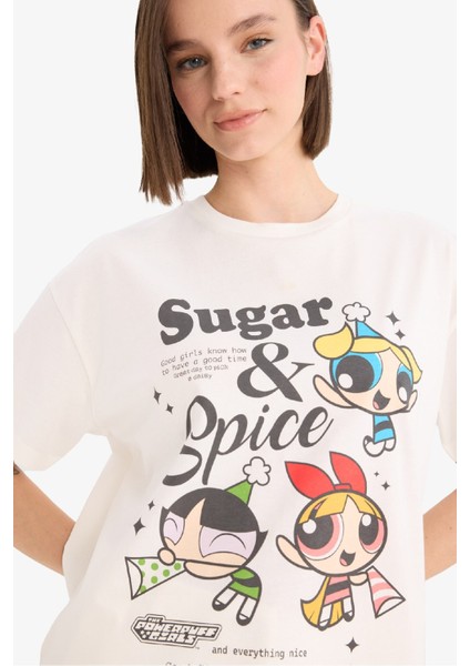 PowerPuff Girls Oversize Geniş Kalıp Kısa Kollu Tişört E9843AX25AU