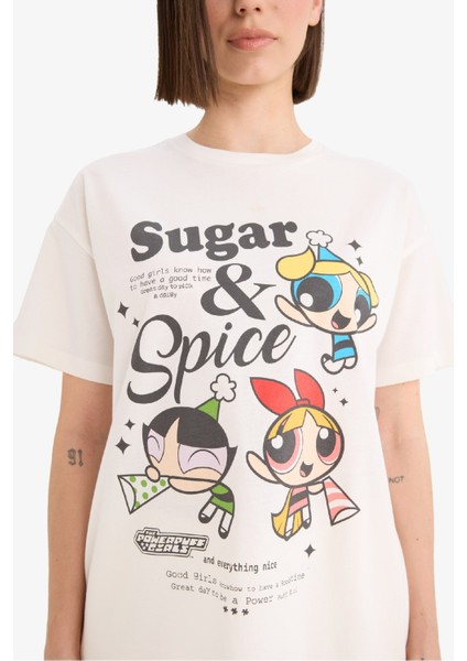 PowerPuff Girls Oversize Geniş Kalıp Kısa Kollu Tişört E9843AX25AU